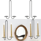 2 pc Wall Mounted Hanging Candle Holder Candlestick Sconces Black Wall Decor V1189-LWWAL-20260327-04613