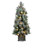 Snowy Crown Pine Potted Christmas Tree 1.2m Multicolour Pre-Lit with Snowball Lights 112_SENCR103