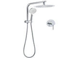 WELS Chrome Round 10" Rain Shower Head Handheld Sliding Rail DIY 2in1 Mixer Set V1233-A703ROHR002M4CKSR110KRD201CR