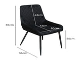 Dining Chairs x 8 Padded Seat Soft Velvet CH1129-FL-4-BKX2