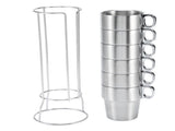 Stainless Steel Water Coffee Cup Set Heat Insulated Anti-Scald with Cup Holder Stand V1294-YM0901-3118200125511