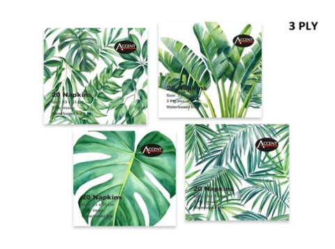 bulk 960 Tropical Leaves 3ply Napkin 4 Asst 33cm V637-PAR33898