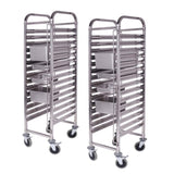 SOGA 2X Gastronorm Trolley 16 Tier Stainless Steel Bakery Trolley Suits GN 1/1 Pans GASTRONORMRACKINGTROLLEY305X2