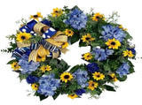 Blue and Yellow Wreaths Flower Garland Front Door V1294-YM0523-220328ZH04