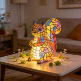 Retro Squirrel Stained Resin Animal Table Lamp,Animal Table Lamp Series Bedside Lamp Small Night V1366-AZ2-W-26932