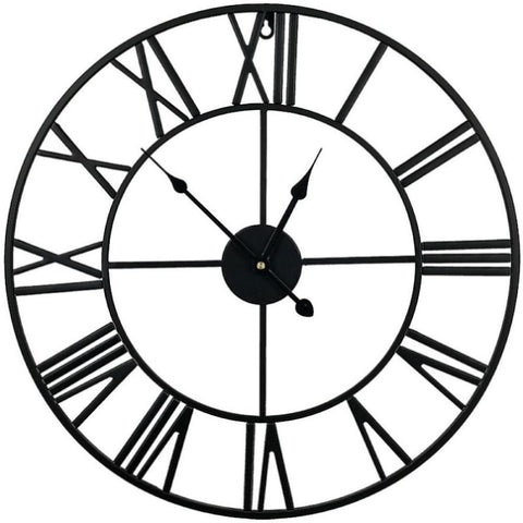 60cm Industrial Large Wall Clock, Round Metal Wall Clocks Roman Numerals Style V63-844681