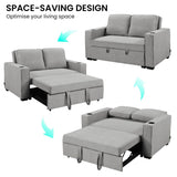 Sarantino Hoffman Linen Sofa Bed with Cushions and Cup Holders Light Grey SOFA-YGG-7004-LNN-LGY