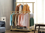 Double Rail Heavy Strong Rolling Clothes Rack with Trousers Rack & Bottom Shelf V767-JJ-ZY643