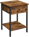 VASAGLE End Table with Drawer and Shelf Rustic Brown and Black V227-9101402101142