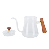 Coffee Kettle Pour Over High Borosilicate Glass Heat Resistant Round Wood Insulated Handle Gooseneck V1294-YM0714-3118210220112
