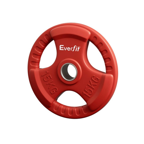 Everfit Weight Plates Standard 15kg Dumbbell Barbell Plate Weight Lifting Home Gym Red FIT-K-DB-PL-15KG-RD