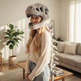 120CM Grey Funny Dinosaur Skeleton Plush Headwear Quirky Bone Fossil Plushie Hat & Huggable Doll V888-ELOSUNG49999