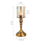 SOGA 42cm Gold Nordic Deluxe Candlestick Candle Holder Stand Pillar Glass /Iron CANDLESTICK3452