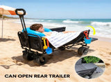 Foldable Camping Wagon 150L Portable Hand Trolley with All-Terrain Wheels and Tailgate For Outdoor V985-UTILITYWAGON