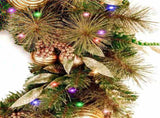 Christabelle 61cm Deluxe Mountain Pine Christmas Wreath Pre Lit Multi Function LED Timer Front 112_SENDMP61