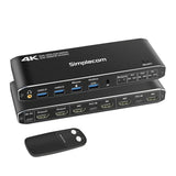 Simplecom KM430 Dual HDMI Monitor KVM Switch for 2 Computers with 4-Port USB Hub 4K60Hz Keyboard V1202-V2-HXSI-KM430
