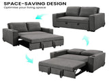 Sarantino Hoffman Linen Sofa Bed with Cushions and Cup Holders Dark Grey SOFA-YGG-7004-LNN-DGY