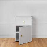 PORTO BEDSIDE TABLE - WHITE - SLIM - ROUND BRASS V164-ECS13WTB06G