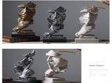Sandstone color Modern 'Silence is Golden' Abstract Sculpture - Nordic Resin Art Statue for Office & V888-ELOSUNG34505