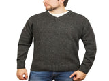100% Shetland Ragg Wool V Neck Knit Jumper Pullover Mens Sweater Knitted - Charcoal - 3XL V563-SW-VN-CH29-3XL