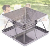Foldable Stainless Steel Charcoal BBQ Grill with Carry Handle for Camping, Picnics, Beach Trips and V1189-LC-HW-00363