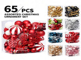 65-Piece Christmas Tree Ornament Set with Painted Balls, Train, Pinecone, Star and Merry Christmas V1341-ZY-H3QLKW2R-CHAMPAGNE