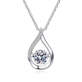Dazzling Teardrop Dancing Moissanite Necklace S925 Sterling Silver Pendant V888-ELOSUNG33785