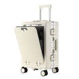 20 Inch Front Opening Carry On Luggage, Aluminium Frame Hard Shell Suitcase with Spinner Wheels, TSA V1265-YY-276