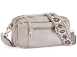 Double Zipper Grey Chic Quilted Crossbody Bag - Vintage PU Leather Shoulder Purse with Adjustable V888-ELOSUNG33513