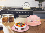 Clearance! Round Cake Carrier Cake Container With Lid And Handles, Large Cupcake Carrier Cake Keeper V1189-LWWAL-20260401-07326