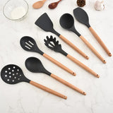 Black And Brown 12-Piece Silicone Kitchen Utensil Set - Non-Stick Food-Grade Silicone Cooking Tools V888-ELOSUNG23149