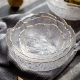 Hammered Glass Bowl Glacier Bowl Transparent Salad Bowl Solid-Color Bowl Large - Clear - Size L V1347-122-95103-CLR-L