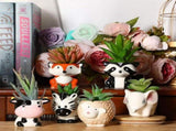 Cute Animal Succulent Planter Pot with Drainage Hole, Cartoon Cow Elephant Ceramic Flower Plant Pot V1192-AZ-W-20359