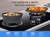 26cm 2-in-1 Cast Iron Dutch Oven & Skillet Set Pre-Seasoned Dual-Use Pot with Lid Fry Pan, Durable & V324-TSD-DUALPOT26CM
