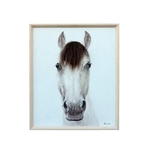 Horse Mugshot w Artificial Hair Framed Canvas Wall Art 60cm V637-95203HRS