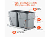 Pullout Trash Can for Kitchen Cabinets,Double Under Sink Garbage Recycling Bin, Under Mount V952-CFLJTDTHSST5OB5S2V0