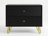 Sarantino Diego Bedside Table Night Stand with 2 Drawers - Black TBL-075-05-BK