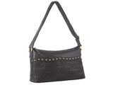 Pierre Cardin Womens Leather Perforated Cross-Body Bag with stud Detailing - Black V563-PC-3344-BLACK