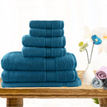 7pc light weight soft cotton bath towel set teal V517-ST7PC-TE