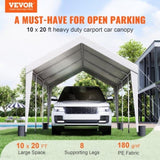 Carport Car Canopy Garage Shelter Tent 10x20ft with 8 Poles for Auto Boats V952-KFSJS810X20FT3BYUV0