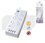 Sansai 6 Outlets & 4 USB Outlets Surge Protected Powerboard Master On/Off switch Surge and overload V1202-V2-UPSA-PB4066E
