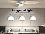 Devanti 52'' Ceiling Fan 3 Blades DC Motor w/Light w/Remote White CF-C-52-70L-WH