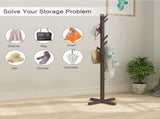Solid Wood Coat Rack Stand in Natural Finish for Entryway, 80x180cm LSB-59380