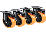 Caster 152.4 mm Swivel Plate Casters, Set of 4, with Security A/B Locking No Noise PVC V952-PBJLCSJAZ4J56BOYXV0