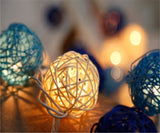 1 Set of Blue n White 5cm Rattan Cane 50 Ball Battery Powered LONG 5m String Lights Christmas Gift V382-BLUWHITERATTBALLBATT50