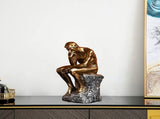 Resin Thinker Statue Thinker Figurine Thinking Man Sculptures for Home Office Desktop Crafts Gifts V1192-AZ-W-15255