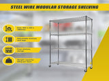 Modular Wire Storage 90x35cm Steel Shelving Chrome With Wheels For Garage Warehouse Or Kitchen V63-841141