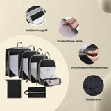 7-Piece Compression Bags for Suitcase & Backpack, Black, Lightweight Travel Packing Organizers V1188-MS-325-0227