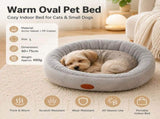 L Size 60x75cm Grey Oval Pet Bed - Arctic Fleece and PP Cotton - Thickened Warmth, Non-Slip Base, V888-ELOSUNG53936