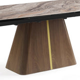 Dining Table MDF Ceramic Glass Table Top Extendable Decorative Stripe V43-DT-VNS